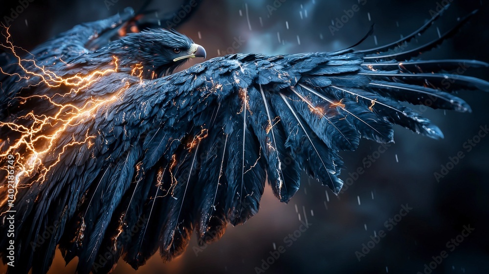 Poster majestic impundulus wings in motion enigmatic forest close-up capture dynamic environment artistic p