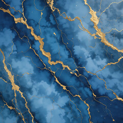 Luxurious Blue and Gold Marble Texture