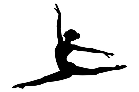 Ballet dancer in split pose vector silhouette