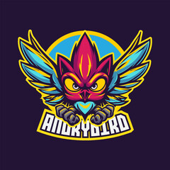 Obraz premium Vector Logo angry owl flapping its wings