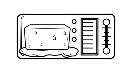 Line Art Of Food Container With Melting Ice Cube And Temperature Control Illustrating Food Storage And Preservation