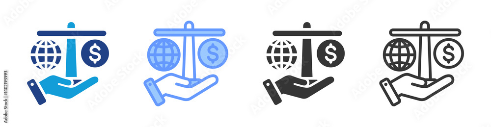 Poster Antitrust icon set multiple style collection
