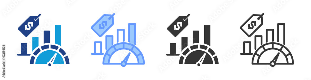 Aufkleber predatory pricing icon set multiple style collection