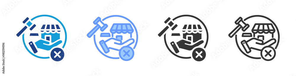 Poster antitrust law icon set multiple style collection
