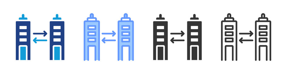 Horizontal Merger icon set multiple style collection