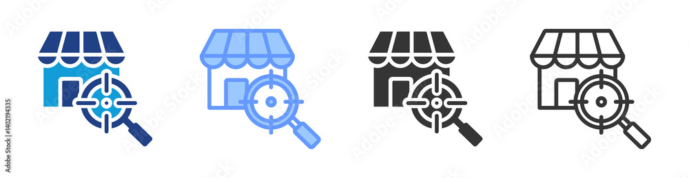 Poster market concentration icon set multiple style collection