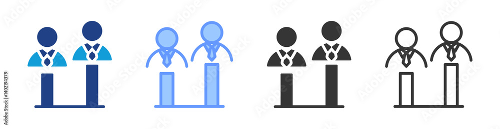 Poster Competition Authority icon set multiple style collection