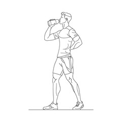 Male Hiker Observing from a Distance – Sketch Style