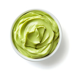 Obraz premium Smooth and creamy avocado mousse with a silky texture and rich flavor, isolated white background, modern art style