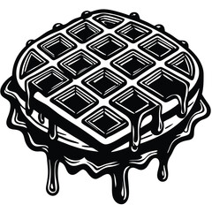 a waffle with syrup dripping