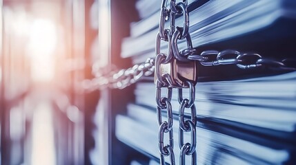 A close-up view of chained books on a shelf, symbolizing restricted access to knowledge and information