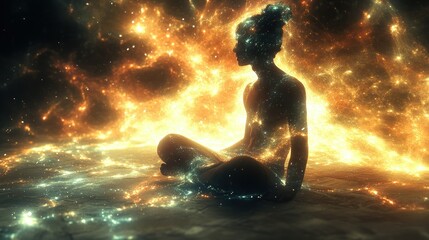 Obraz premium Cosmic Meditation: A Celestial Being Finds Inner Peace