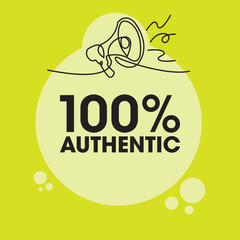 100% Authentic sign, label clip art flat design.