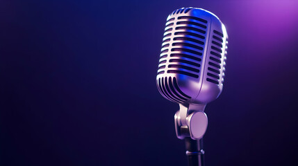 A classic microphone stands proudly against a colorful backdrop, capturing the essence of performance and artistry. Ideal for music, concerts, and creative endeavors.