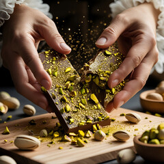 Artisan Chocolate with Crushed Pistachios