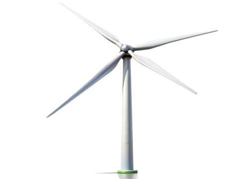 wind turbine electric power isolated on white background .PNG