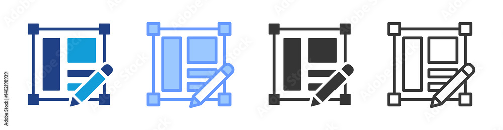 Poster Layout icon set multiple style collection