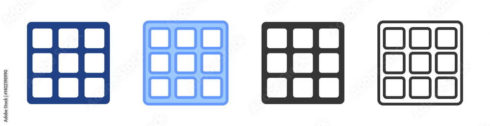 Poster Grid icon set multiple style collection
