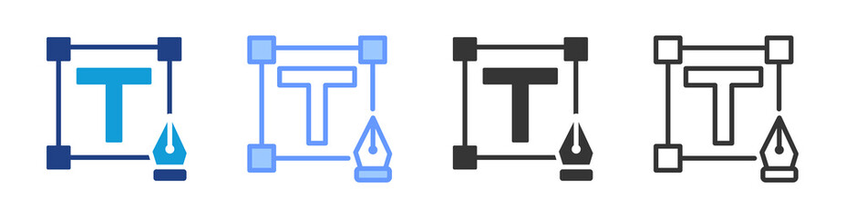 Typography icon set multiple style collection