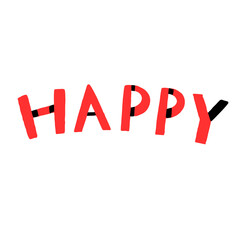 Fototapeta premium Happy word sticker png element, editable fluid chrome font design