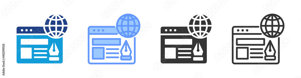 Poster Web Design icon set multiple style collection