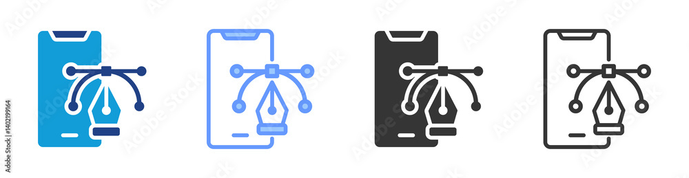 Aufkleber mobile design icon set multiple style collection