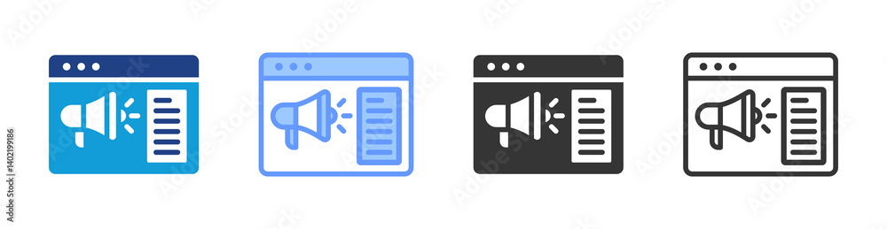 Poster advertising icon set multiple style collection