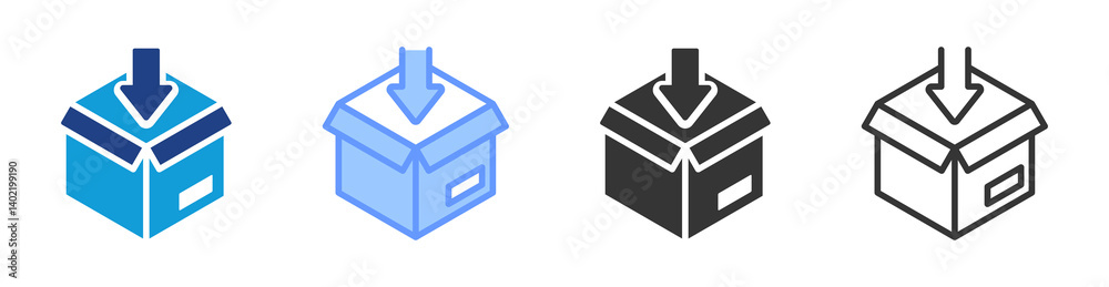 Poster Packaging icon set multiple style collection