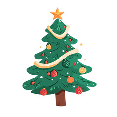 Fototapeta premium Festive Christmas tree joyful holiday spirit beautiful ornaments