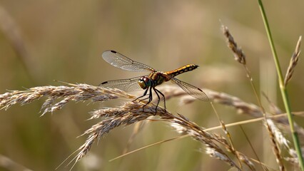 Dragonfly on a blade of grass