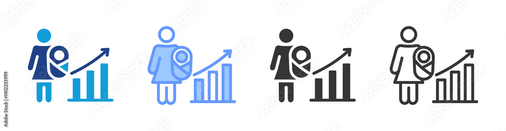 Poster Fertility Rate icon set multiple style collection