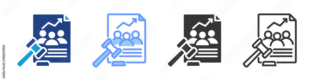Poster Population Policy icon set multiple style collection
