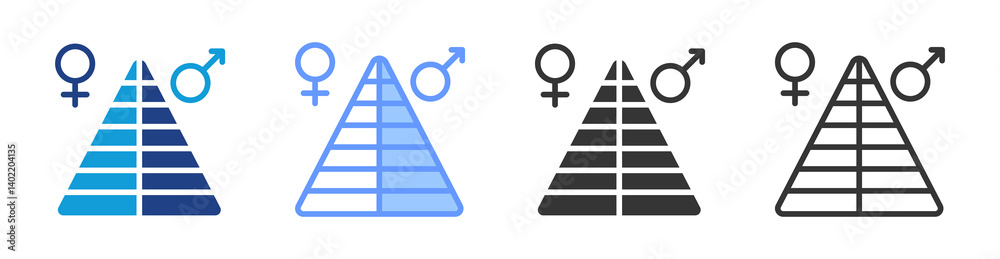 Poster population pyramid icon set multiple style collection