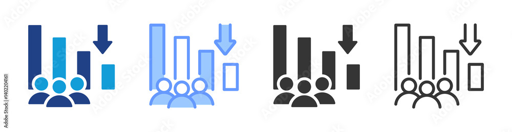 Aufkleber population decline icon set multiple style collection