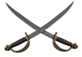 Crossed Swords: Pirate Cutlass Stock Image on Transparent  background