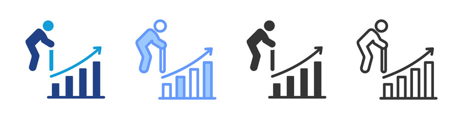 Ageing Population icon set multiple style collection