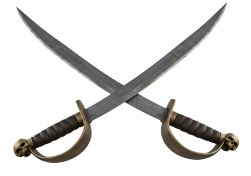 Crossed Swords: Pirate Cutlass Stock Image on Transparent  background