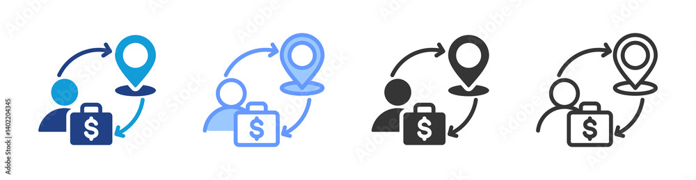 Poster Economic Migration icon set multiple style collection