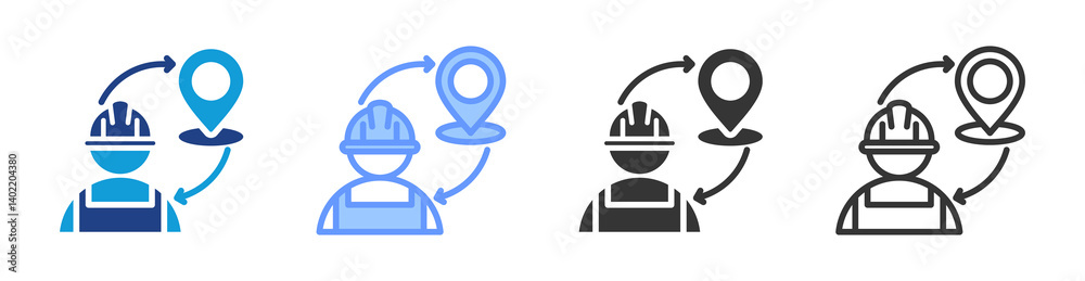 Poster Labor Migration icon set multiple style collection