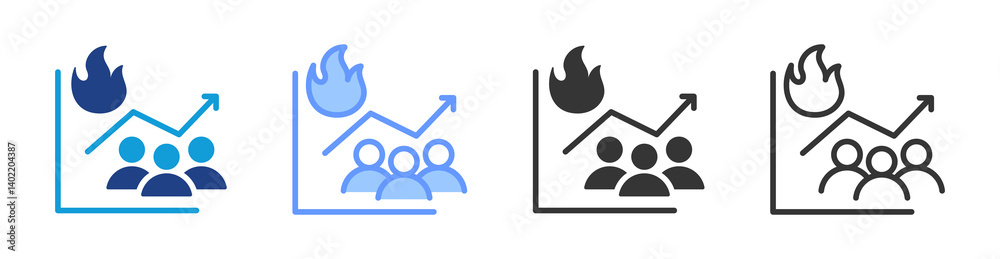 Aufkleber population trends icon set multiple style collection