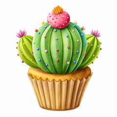 cupcake cactus fiesta on white background