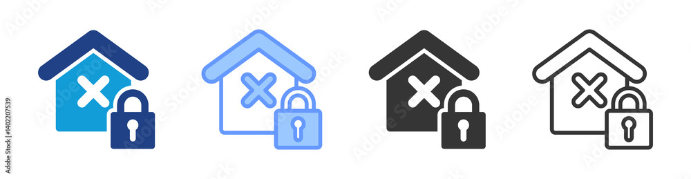 Poster foreclosure icon set multiple style collection