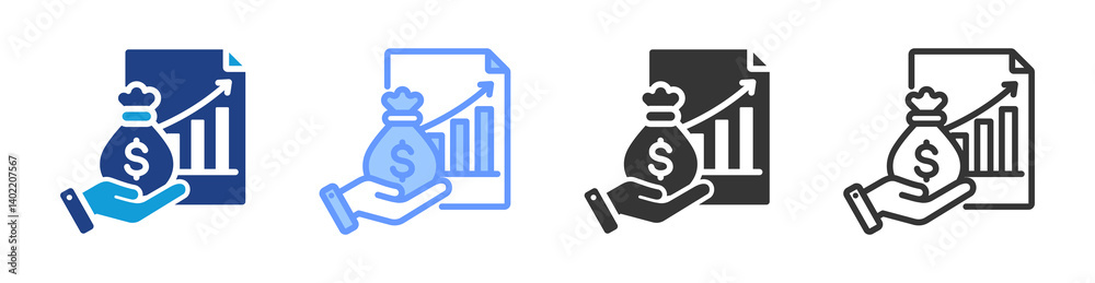 Poster Capital Gains icon set multiple style collection