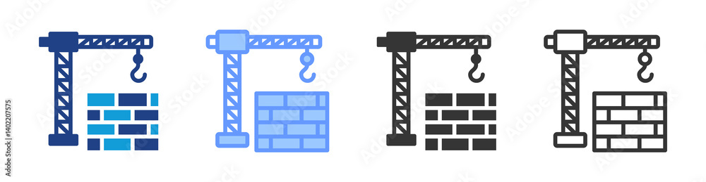 Poster construction icon set multiple style collection