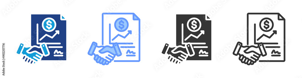 Aufkleber sales contract icon set multiple style collection