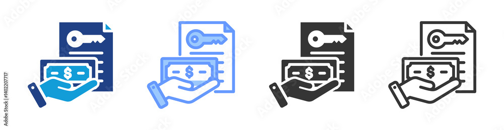 Poster down payment icon set multiple style collection