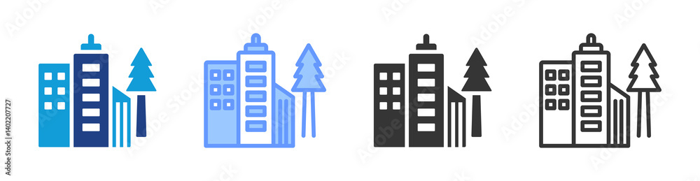 Aufkleber urban development icon set multiple style collection