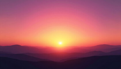 Obraz premium Serene Sunset Over Rolling Hills: A Vibrant Landscape