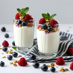 Summer Parfait with Fresh Fruits and Yogurt