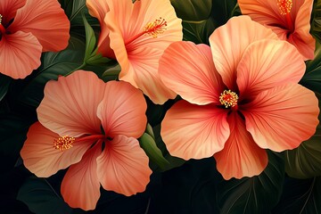 Coral Hibiscus Floral Arrangement